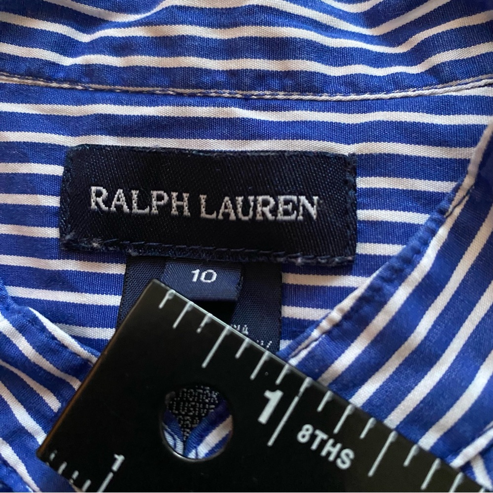 NWOT Girls 10 Ralph Lauren Kids Navy and White Striped Dress with Pockets - Picture 3 of 7